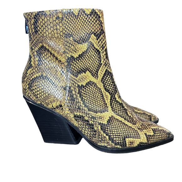 Dolce Vita Issa Amber Brown Snake Print Leather Boots - 8.5 - Picture 1 of 10